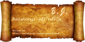 Balatonyi Jónás névjegykártya